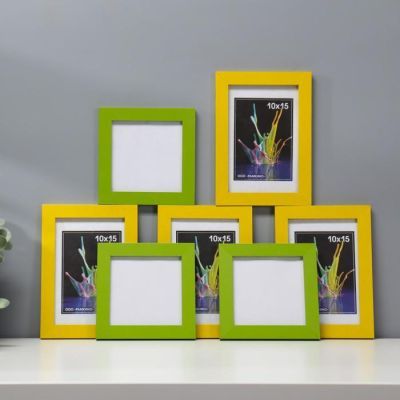 Набор фоторамок 10х10, 10х15 см (зелёно-жёлтая) 7 шт