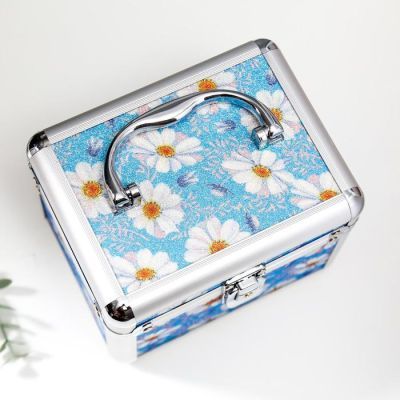 Шкатулка металлокаркас сундучок "Ромашки на голубом" 13х16,7х12,8 см
