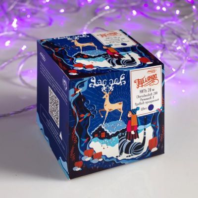 Гирлянда «Нить» 20 м, IP20, прозрачная нить, 200 LED, свечение фиолетовое, 8 режимов, 220 В