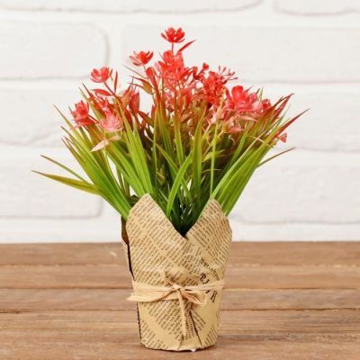 Композиция "Осока с цветочками" 7*20 см, микс