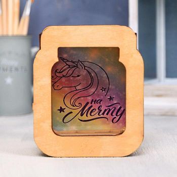 Копилка «Единорог», дерево, 10 × 13 см