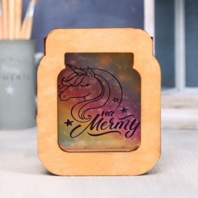 Копилка «Единорог», дерево, 10 × 13 см