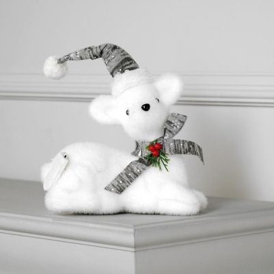 Светодиодная фигура «Олень» 21 × 19 × 10 см, флок, батарейки CR2032х2, свечение тёплое белое