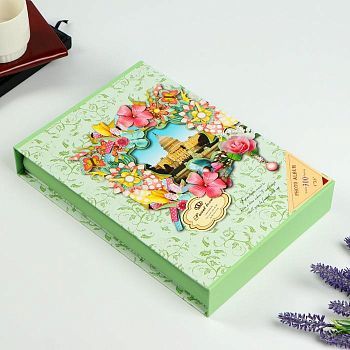 Фотоальбом на 300 фото 10х15 см "Достопримечательности в цветах" в коробке МИКС