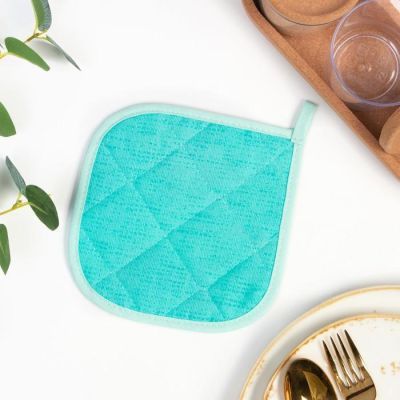 Набор прихваток  Мари Санна  Цветы+бирюза 7934-1+7900-2, рогожка, 2 шт