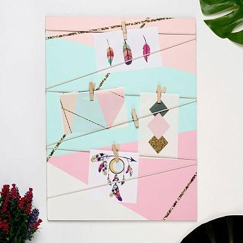 Фоторамка МДФ на 5 фото 9х13 см "Геометрия пастельные тона" 40х30 см