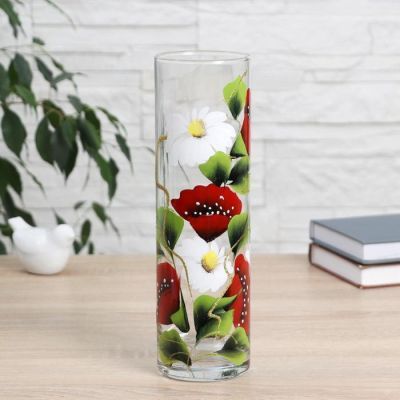 Ваза "Мак с ромашками" трубка 26 см