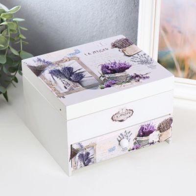 Шкатулка дерево с зеркалом "Букеты с лавандой" 11,5х17х15 см