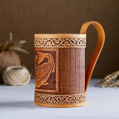 Кружка «Рыбка», 8×8×13 см, береста