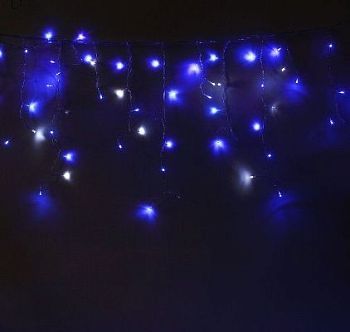 Гирлянда уличная "Бахрома" (Ш:4 м, В:0,6 м, нить силикон, эффект мерцания, сине-белая)