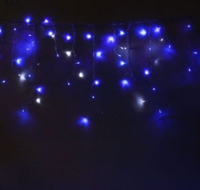 Гирлянда уличная "Бахрома" (Ш:4 м, В:0,6 м, нить силикон, эффект мерцания, сине-белая)