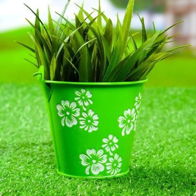 Кашпо "Ведерко" 10*10*10 см зеленое