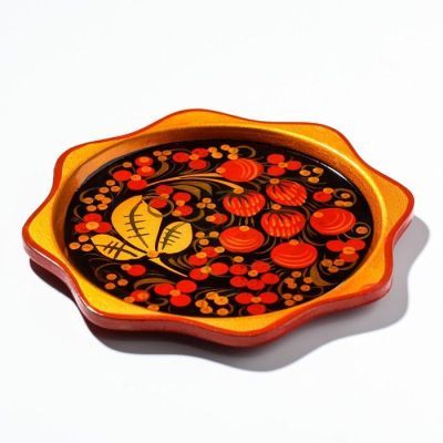 Тарелка «Земляничка», 15-17×0,5 см, хохлома