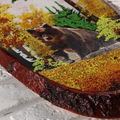 Панно на спиле "Потапыч", 60 см, каменная крошка, вертикальное