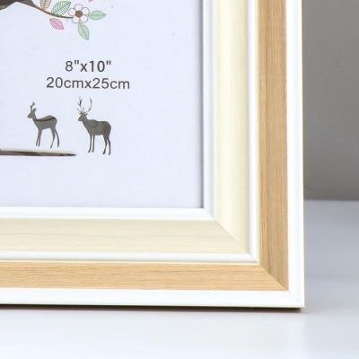 Фоторамка пластик 20х25 см "Двойной беж с белой полосой" 31,8х26,8х2 см