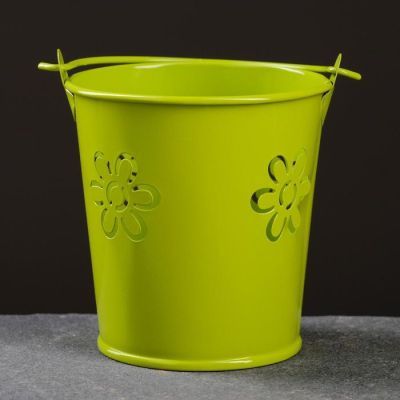 Кашпо "Ведерко" цветы, 7,5*8см, цвет микс