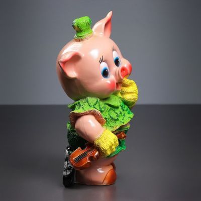 Копилка "Хрюша со скрипкой" 19х10х30см, МИКС