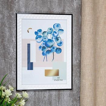 Фоторамка пластик формат А4 "Белые 3D ромбы с чёрной полосой" 33,5х24,8х1,3 см