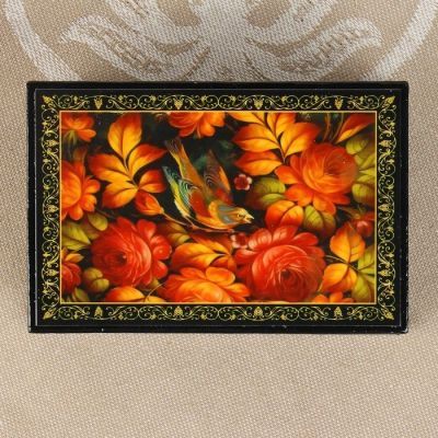 Шкатулка «Птица в пионах», 6×9 см, лаковая миниатюра