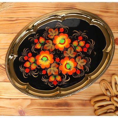 Набор «Маки», жёлудь, 3 предмета, самовар 3 л, заварочный чайник 0,7 л, поднос