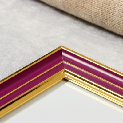 Фоторамка пластик 30х40 см "Фиолетовая с тремя золотыми полосами" 44х34х1,2 см