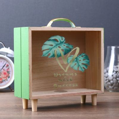 Копилка интерьерная дерево "Пальмовые листья" зелёная 22х21х7,5 см