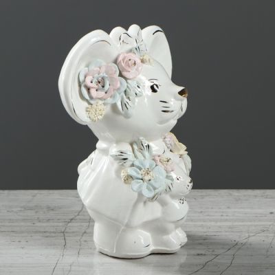 Копилка "Мышь Мама", белый, лепка, 17 см