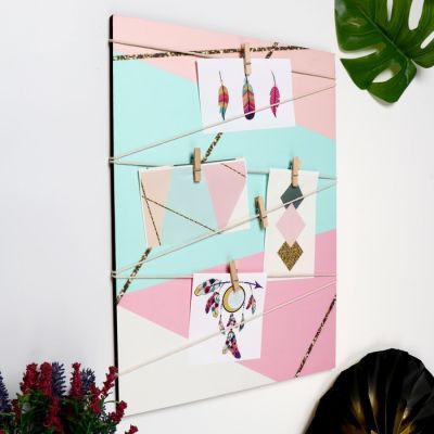 Фоторамка МДФ на 5 фото 9х13 см "Геометрия пастельные тона" 40х30 см