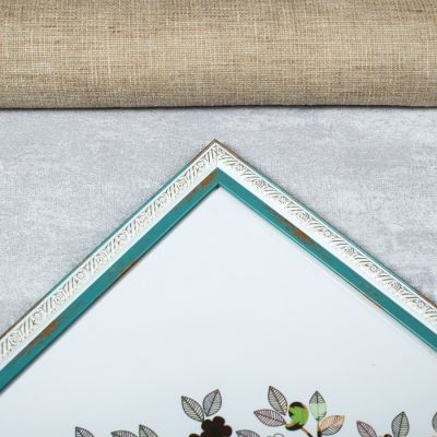 Фоторамка пластик 30х40 см "Физалия" голубая с золотыми цветами 42,8х32,8 см