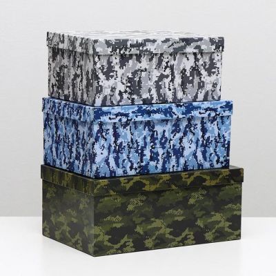 Набор коробок 3 в 1 "Камуфляж 1", 30,5 х 20 х 13 - 26 х 17,5 х 11 см