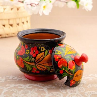 Сахарница«Ягодка», с ложкой, 12×13 см, хохлома