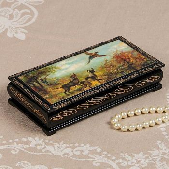 Шкатулка - купюрница «Охота», 8,5×17 см, лаковая миниатюра