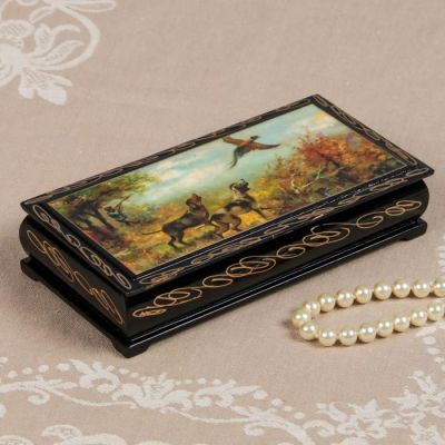 Шкатулка - купюрница «Охота», 8,5×17 см, лаковая миниатюра