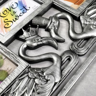 Фоторамка пластик на 3 фото 10х15 см "Фламинго" тёмное серебро 29х42 см