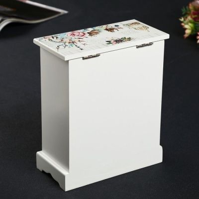 Шкатулка дерево комод 3 ящика+дверка "Романтичный букет" 19х16х8 см