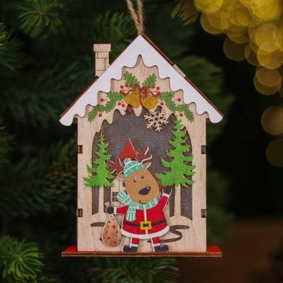 Новогодний декор с подсветкой «Новогодний домик» 9 × 6 × 12,5 см