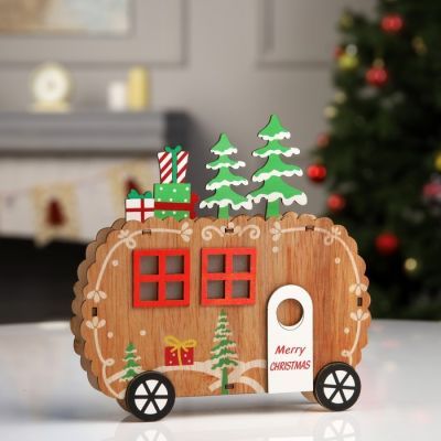 Светодиодная фигура «Фургончик» 19 × 17 × 3.5 см, дерево, батарейки CR2032, свечение тёплое белое