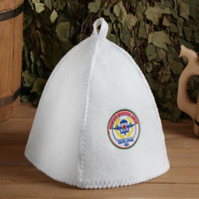 Шапка для бани из белого войлока "ВДВ"