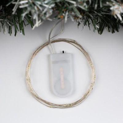 Гирлянда «Нить» 2 м роса, IP20, серебристая нить, 20 LED, свечение синее, CR2032х2