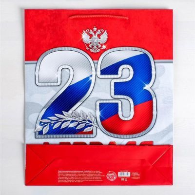 Пакет ламинированный вертикальный «23 февраля!», ML 23 × 27 × 11,5 см