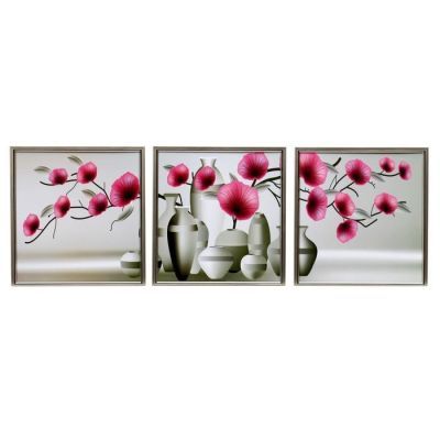 Модульная картина "Цветы в вазах" 33х35-3шт, 35х100 см
