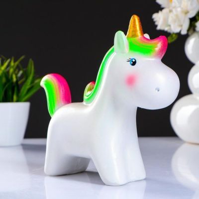 Копилка "Единорог" радужный 21х19 см МИКС