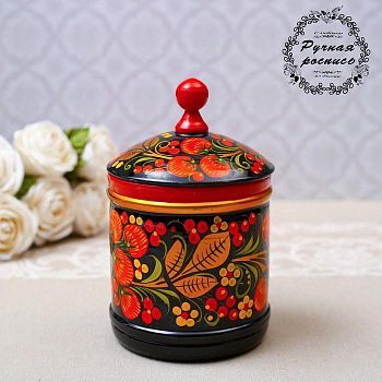 Кадочка «Земляничка», средняя, 8,5×15 см, хохлома