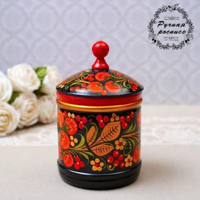 Кадочка «Земляничка», средняя, 8,5×15 см, хохлома