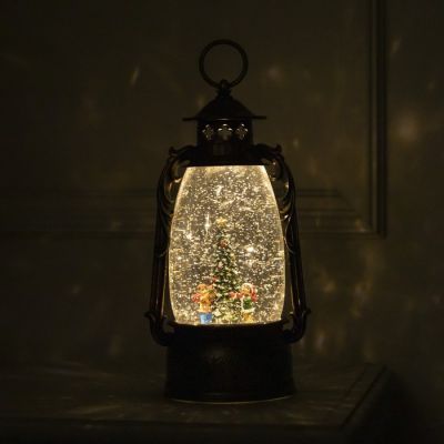 Светодиодная фигура «Фонарь с детьми и ёлкой» 15 × 30 × 12.5 см, пластик, батарейки ААх3 (не в комплекте), USB, свечение тёплое белое