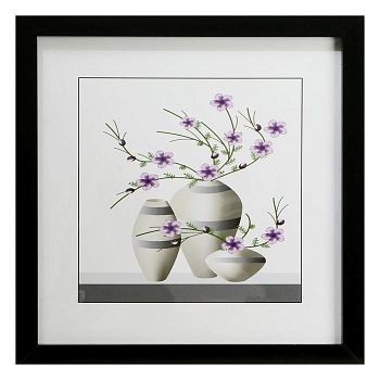 Картина стекло пэт "Красные ромашки" 35х35(39х39) см