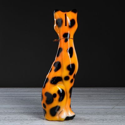 Копилка "Камилла", глянец, оранжевый леопард, 38 см, микс