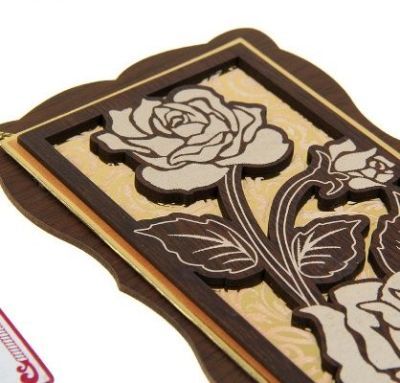 Диплом "Любимой жене" (с розой, дерево) 9,5 х 22,5 см