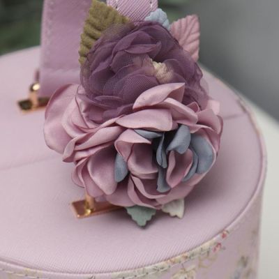 Шкатулка кожзам для украшений "Яблоневый цвет" сиреневая 14х17х14 см