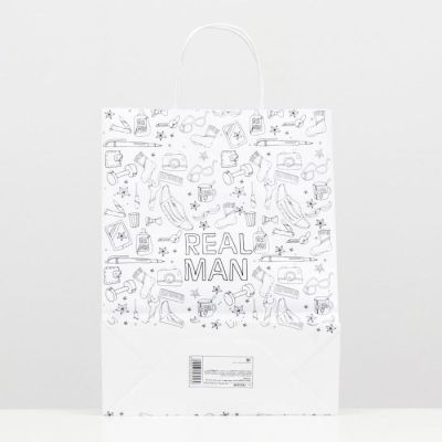 Пакет подарочный "Real Man", 24 х 14 х 30 см
